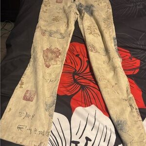 Chico's Beige Textured Trousers